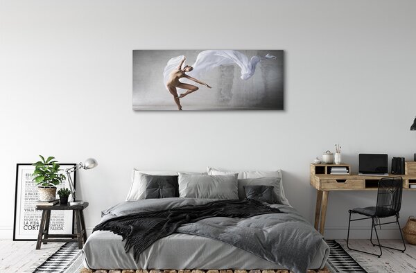 Tablouri canvas Femeie dans material alb