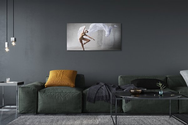 Tablouri canvas Femeie dans material alb