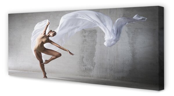 Tablouri canvas Femeie dans material alb