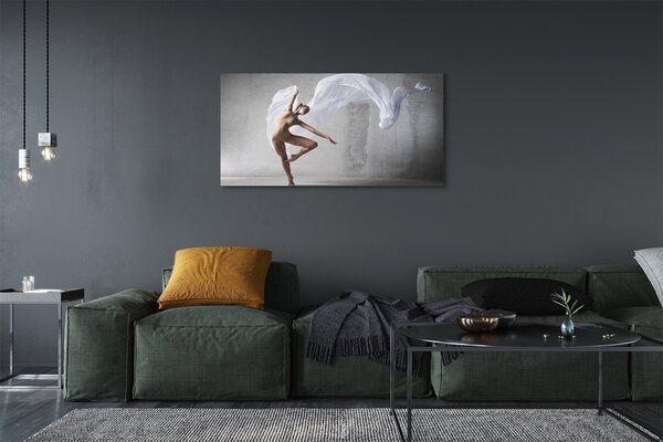 Tablouri canvas Femeie dans material alb