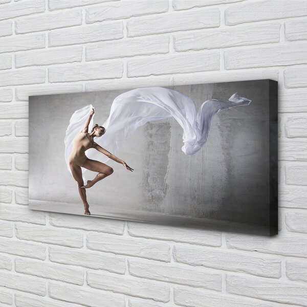 Tablouri canvas Femeie dans material alb