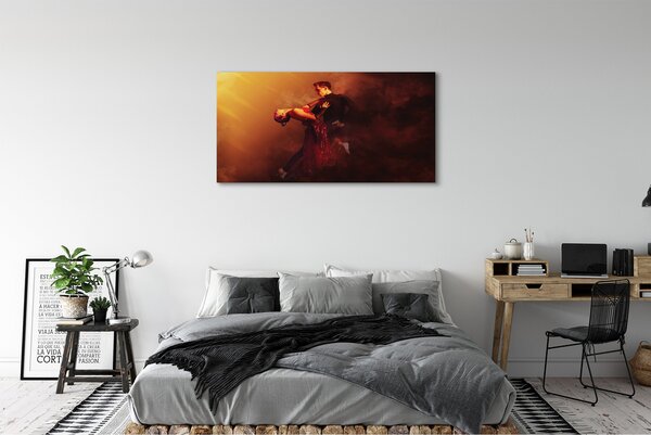 Tablouri canvas Oamenii de dans fumul de ploaie