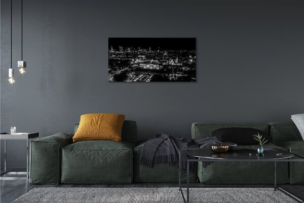 Tablouri canvas panorama de noapte de zgârie-nori Varșovia