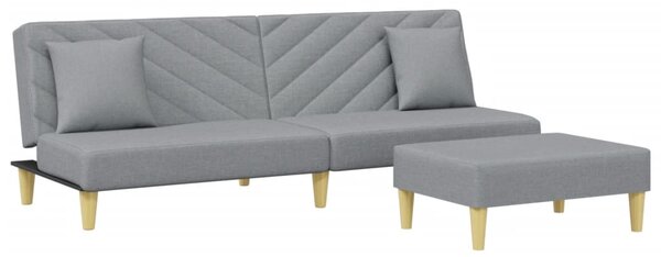 Canapea extensibilă cu pernuță și taburet 2 locuri gri textil