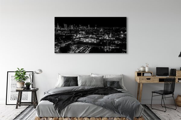 Tablouri canvas panorama de noapte de zgârie-nori Varșovia