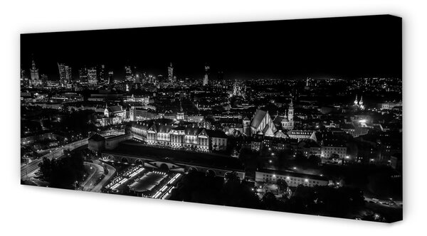 Tablouri canvas panorama de noapte de zgârie-nori Varșovia