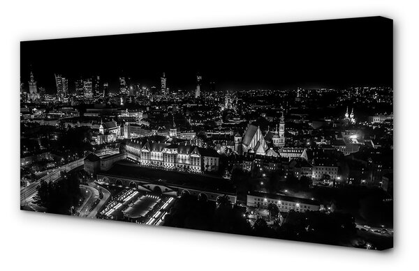 Tablouri canvas panorama de noapte de zgârie-nori Varșovia