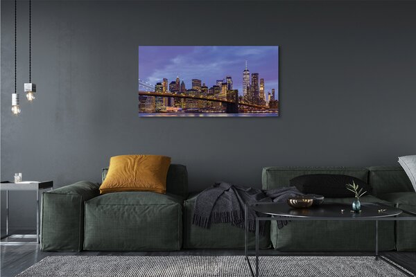 Tablouri canvas Apus de soare râu pod