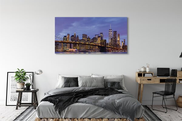 Tablouri canvas Apus de soare râu pod