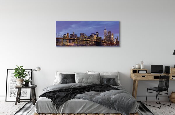 Tablouri canvas Apus de soare râu pod