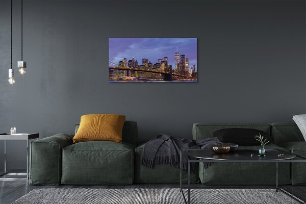 Tablouri canvas Apus de soare râu pod