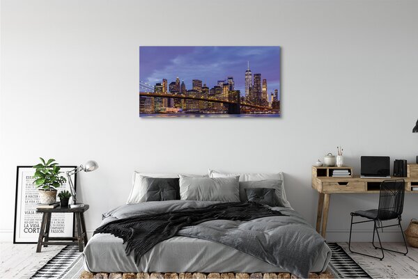 Tablouri canvas Apus de soare râu pod