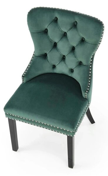 Scaun tapitat MIYA, verde/negru, stofa catifelata, 54x60x100 cm