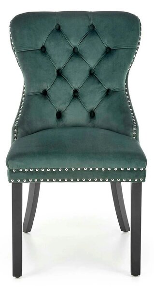 Scaun tapitat MIYA, verde/negru, stofa catifelata, 54x60x100 cm