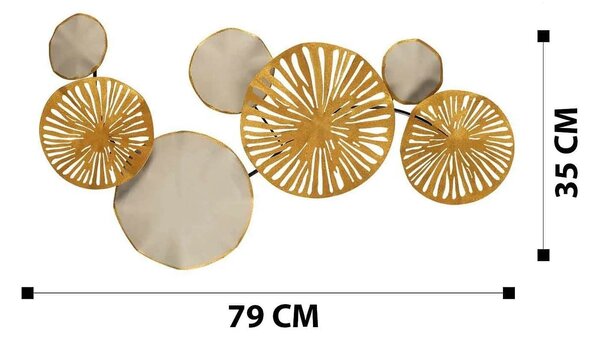Decoratiune perete ASTRID-CH102-3, auriu/crem inchis, metal, 79x35 cm