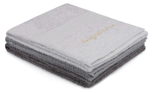 Set 3 prosoape baie 404, gri, bumbac, 50x90 cm