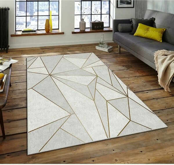 Covor, 160x230 cm, forma dreptunghiulara, poliester, bej/gri, ASR CRPT
