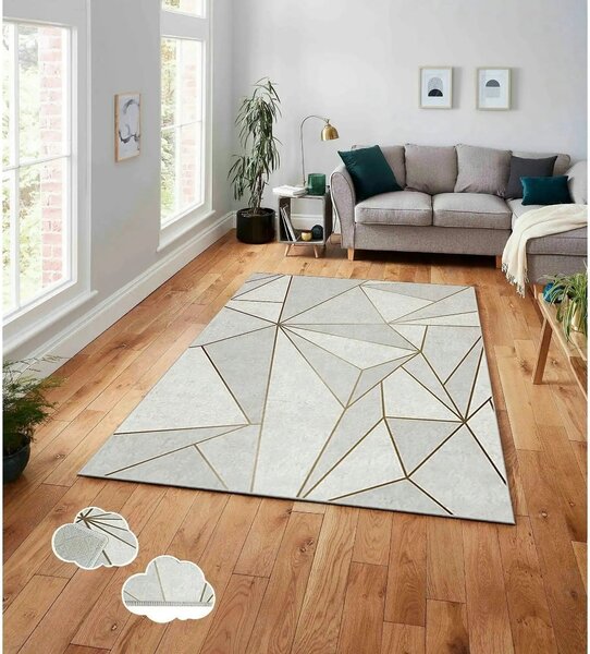 Covor, 160x230 cm, forma dreptunghiulara, poliester, bej/gri, ASR CRPT