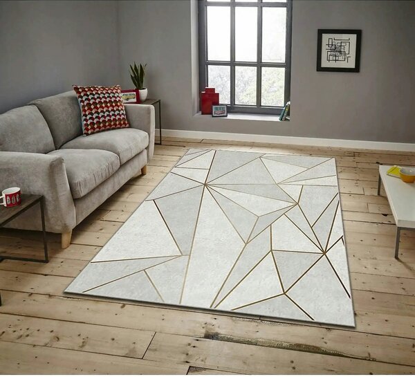 Covor, 160x230 cm, forma dreptunghiulara, poliester, bej/gri, ASR CRPT
