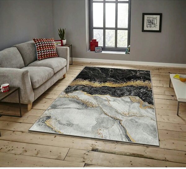 Covor, 80x140 cm, forma dreptunghiulara, poliester, efect de marmura