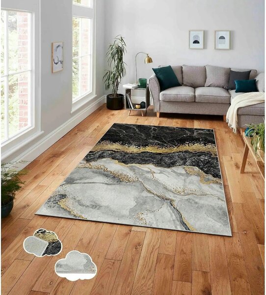 Covor, 80x140 cm, forma dreptunghiulara, poliester, efect de marmura