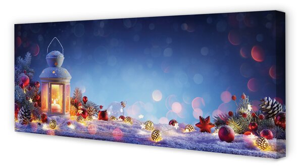 Tablouri canvas Fonare crengi bile de zăpadă
