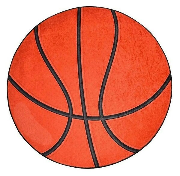 Covor BASKETBALL, 140x140 cm, forma rotunda, poliester/stofa catifelat