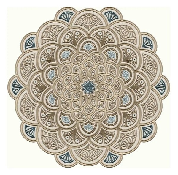 Covor, 180x180 cm, forma rotunda, poliester, crem, ALN600156KR18