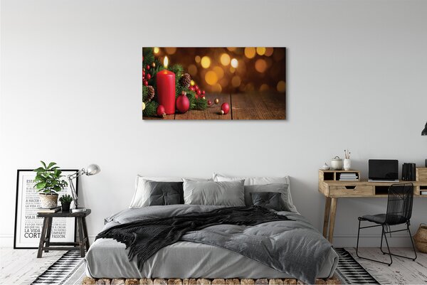 Tablouri canvas Lumânare crengi placi baubles
