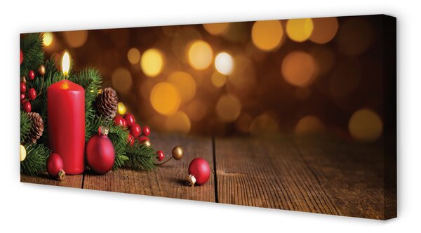 Tablouri canvas Lumânare crengi placi baubles