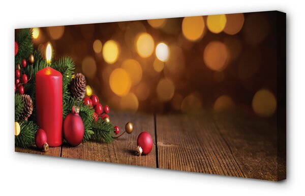Tablouri canvas Lumânare crengi placi baubles