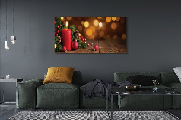 Tablouri canvas Lumânare crengi placi baubles