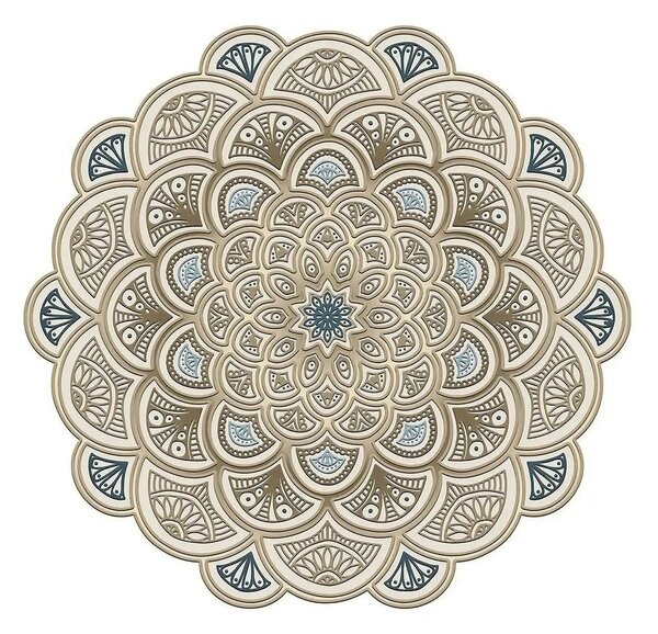 Covor, 180x180 cm, forma rotunda, poliester, crem, ALN600156KR18