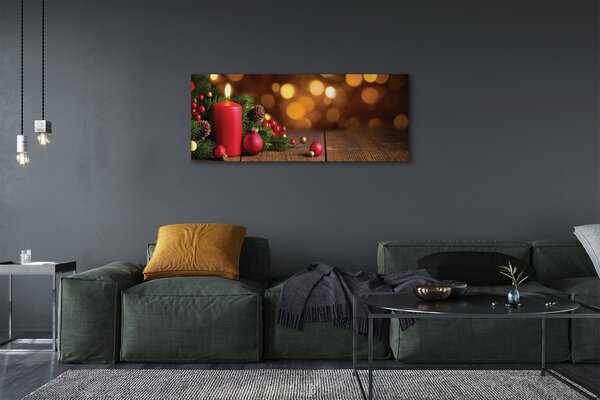 Tablouri canvas Lumânare crengi placi baubles