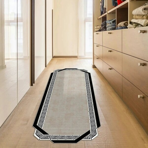 Covor, 160x230 cm, forma dreptunghiulara, poliester, crem/negru ALN600