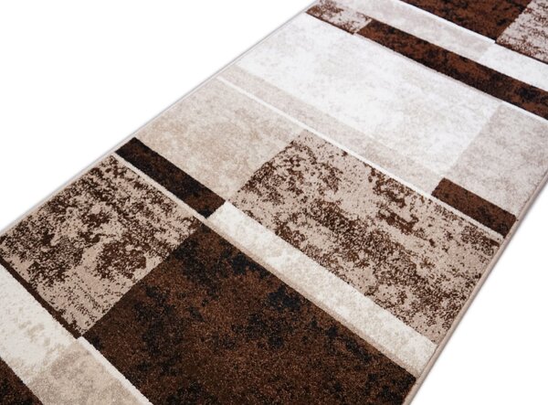 Model Cappuccino 16016 13, Traversa festonata Latime 100 cm, Crem Maro 100 x 200, Dreptunghi