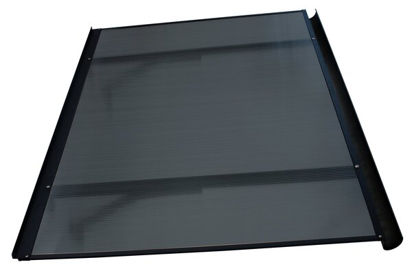 Copertină BODO PRO cu jgheab 120x90 cm din policarbonat – Negru/Antracit