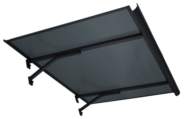 Copertină BODO PRO cu jgheab 120x90 cm din policarbonat – Negru/Antracit