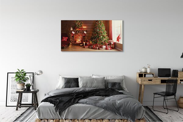 Tablouri canvas Cadouri de Crăciun luminile pomului de șemineuri