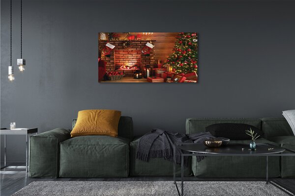 Tablouri canvas Pom de Crăciun decor Cadouri șemineu