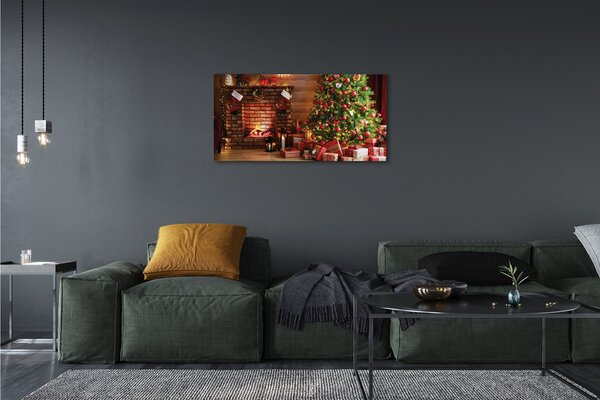 Tablouri canvas Cadouri de Crăciun luminile pomului de șemineuri