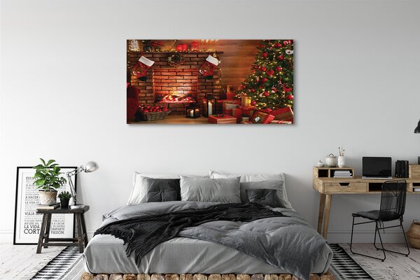 Tablouri canvas Pom de Crăciun decor Cadouri șemineu