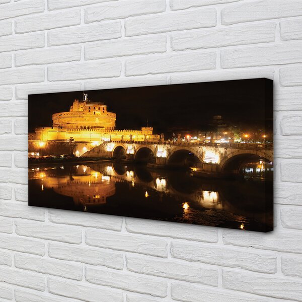 Tablouri canvas Roma River poduri noapte