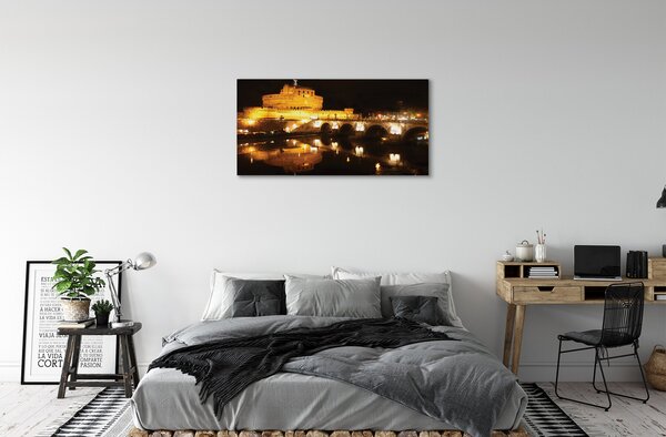 Tablouri canvas Roma River poduri noapte