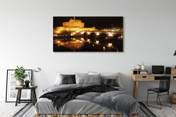 Tablouri canvas Roma River poduri noapte