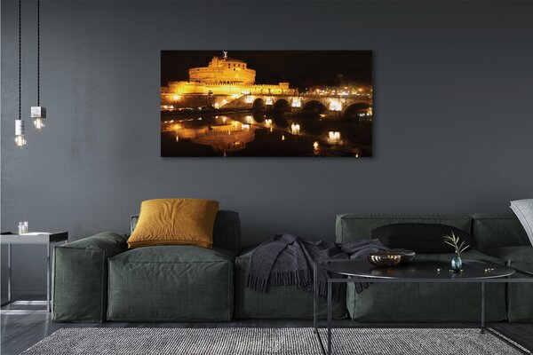 Tablouri canvas Roma River poduri noapte