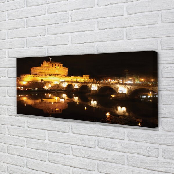 Tablouri canvas Roma River poduri noapte