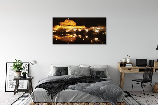 Tablouri canvas Roma River poduri noapte