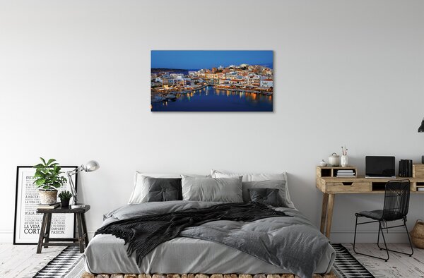 Tablouri canvas oraș Grecia Coast timp de noapte