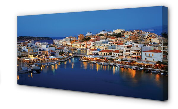 Tablouri canvas oraș Grecia Coast timp de noapte